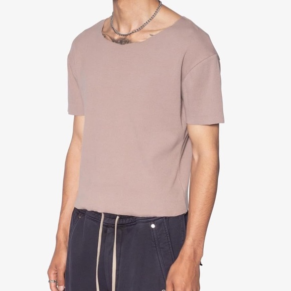 Mnml Men's Fitted Ribbed Tee, Mauve - Picture 4 of 6